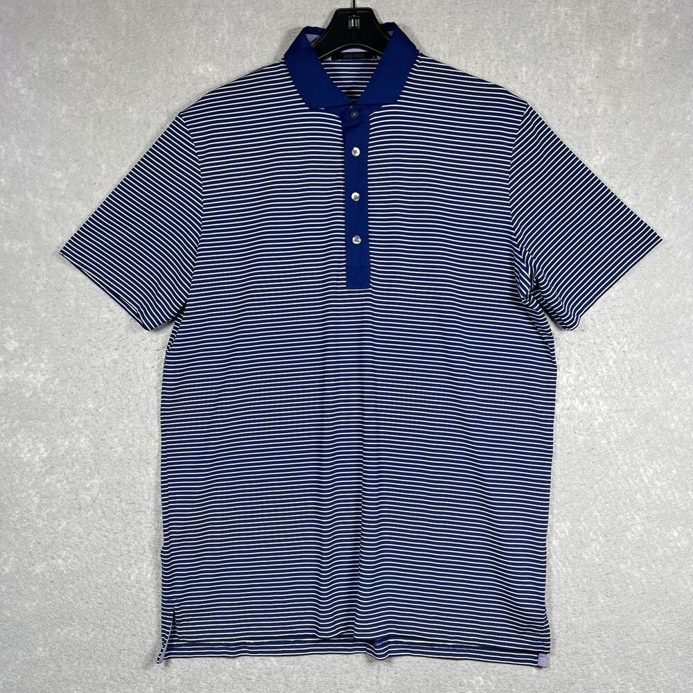 Greyson Golf Rippowam Striped Short Sleeve Polo Shirt Blue Men’s Large $118